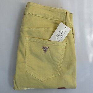 Guess Women’s Super Stretch Mid Rise Skinny Jeans In Yellow Size 26
